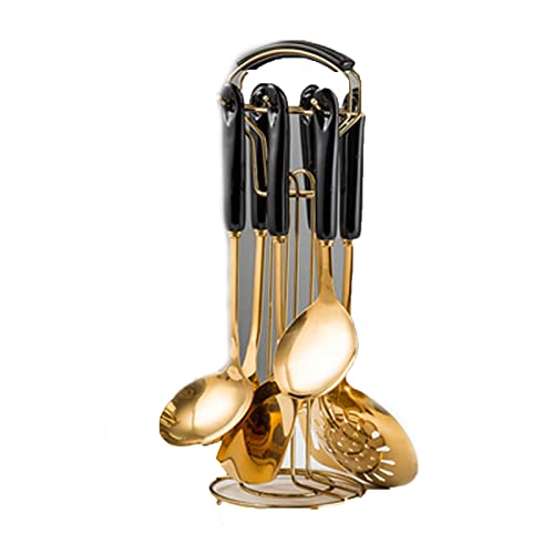 Buy Light Luxury Stainless Steel 7-Piece Kitchen Utensil Set with Ceramic Handles in Green and Black Buy Light Luxury Stainless Steel 7-Piece Kitchen Utensil Set with Ceramic Handles in Green and Black