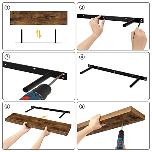 Alloswell Floating Shelves, Decorative Wall Shelf Set Of 2, 31.5 Inch, Long Hanging Shelves, Easy To Install, For Kitchen, Living Room, Bathroom, Laundry Room, Rustic Brown Fshr8001S2 #TOP5