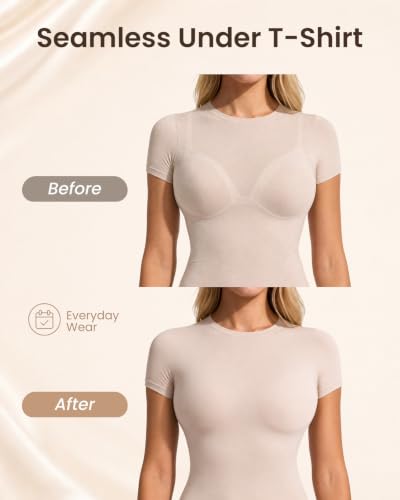 Image of Ubras Seamless Bras for Women Light Support Wireless Bralette Comfortable Soft Smooth Pull On T-Shirt Bras