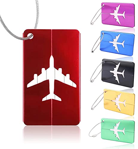 Gepäckanhänger, 6 Stück Metall Kofferanhänger Koffer aus Aluminium, Kofferanhänger mit Adressschild Reise Koffer Tags, für Reisetasche Koffer Rucksäcke Cover