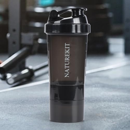 Image of Shaker Bottle,Protein Shaker Bottle, 16 oz GYM Shaker Cup with shaker Ball,Shaker Cups for Protein Shakes, Drink Mixer Bottle with Storage,BAP Free,Leakproof，Black