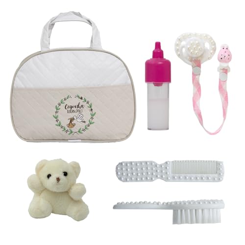 Bolsa Maternidade Bege c Pentinho + Chupeta p Boneca Reborn