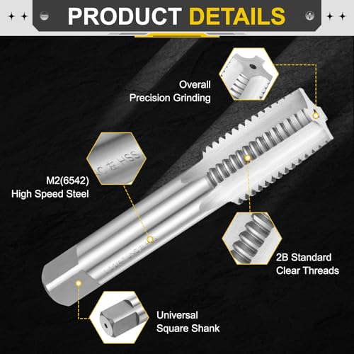Image of uxcell Hand Taper Tap 1-1 /4 inch-7 UNC 2B Left Hand Thread Taper Style Taps Straight Flute Screw Tapping Threading Tool High Speed Steel HSS6542