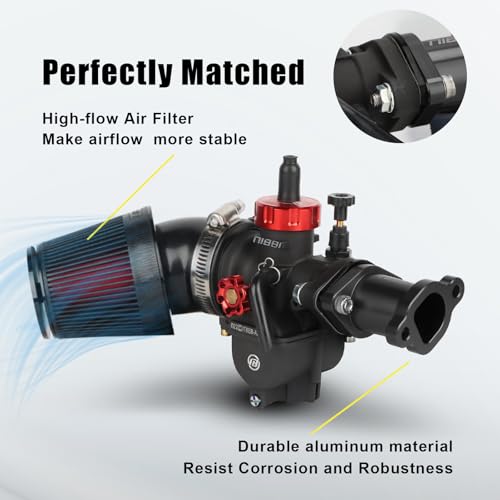 Image of NIBBI Predator 212 Carburetor PE22FL Kit with Air Filters,212 Predator Performance Part Intake Pipe Inlet Manifold For Mini Bike 196cc /212cc /224cc Engine GX160 GX200