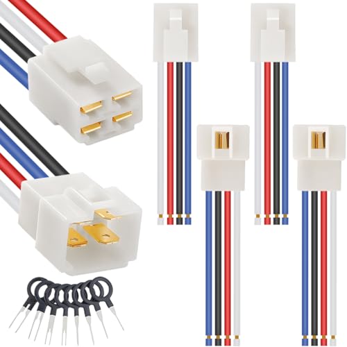 Image of HAAMNING7 10 Pcs 6.3mm 4 Pin Automotive Electrical Wire Connector 4 Pin Car Electrical Wire Male Female Plug Socket Terminal Adapter Cable, for Car Motorcycle Boat