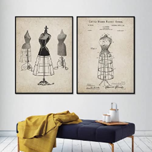 Peinture sur toile robe rétro style nordique pour créer une ambiance atelier de couture chez soi