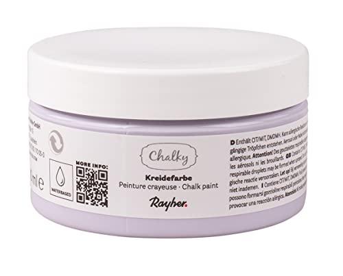 Rayher Chalky, Kreidefarbe auf Wasserbasis, flieder, Dose 100 ml, für Shabby-Chic, Vintage- und Landhaus-Stil-Looks, 35047308 Rayher Chalky, Kreidefarbe auf Wasserbasis, flieder, Dose 100 ml, für Shabby-Chic, Vintage- und Landhaus-Stil-Looks, 35047308