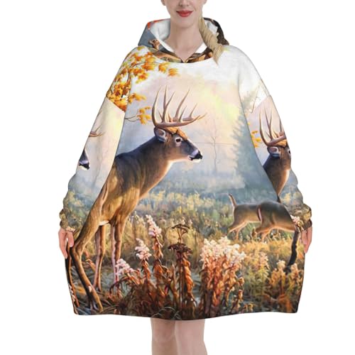 Couverture en peluche douce et chaude motif cerf : cadeau femme