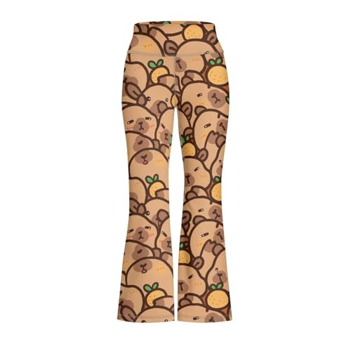 Image of Girls Leggings Floral Print High-Waisted Flared Pants 5-14 Years