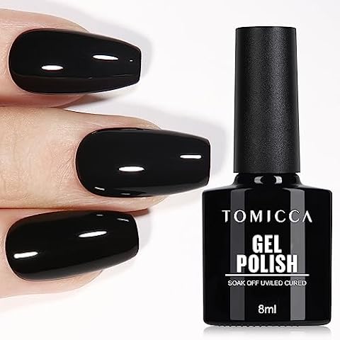 TOMICCA Gel Nail Polish- Black Gel Nail Polish Soak Off UV LED Gel Polish Cover