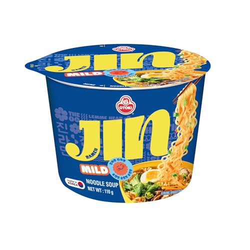 OTOKI Jin Ramen | 110g Cup-Ramen | Koreas beliebtester Ramen – Perfekt für Ramen-Einsteiger | Schnell & einfach zubereitet in Minuten | Ideal als Snack oder Mahlzeit (12er, Mild)