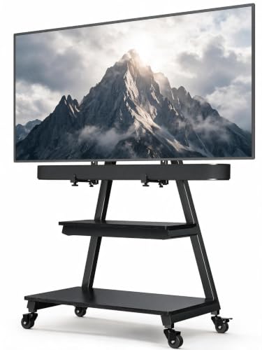 Image of Perlegear Rolling TV Stand with Soundbar Mount for 43-83 inch TVs, 132 lbs