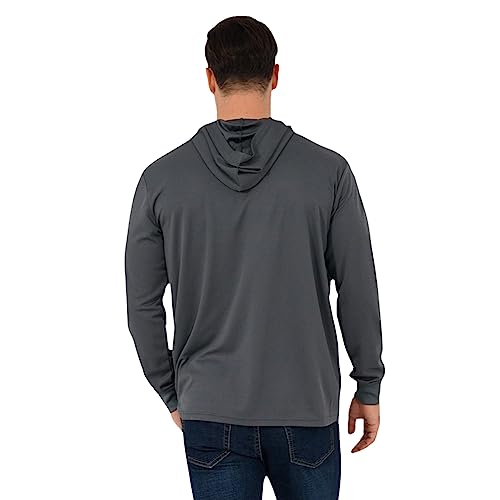 Protectx 2-Pack Men High Visibility Lightweight Long Sleeve Hoodie, Upf 50+ Sun Protection T Shirts, Spf Outdoor Uv Shirt, Dark Gray - Large #TOP6