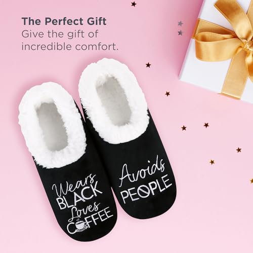 Image of Snoozies Slipper Socks -Funny Quote House Slippers for Women, Non-Slip Fuzzy