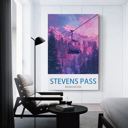 Stevens Pass Washington tableau rétro à offrir pour une chambre - 3