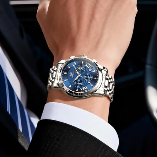 Image of OLEVS Watch for Men Original Chronograph Analog Quartz Waterproof Watch Luxury Premium Businesse Diamond Mens Dress Watches