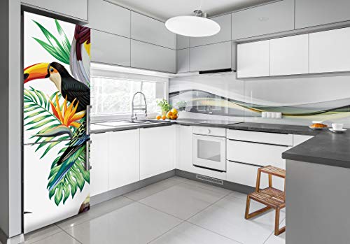 Autocollant frigo oiseaux tropicaux 70x190cm sticker adhésif lavable
