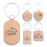 TBKB 1-1000Pcs Custom Wooden Keychain, Personalized Wood Keychains Bulk, Engraved Your LOGO & Text on Double-Sided for School/Class/Family/Company Events
