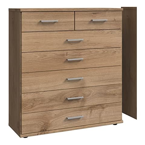 Wimex READY ASSEMBLED German Oskar 5+2 Large Chest of Drawers in Planked Oak Cover