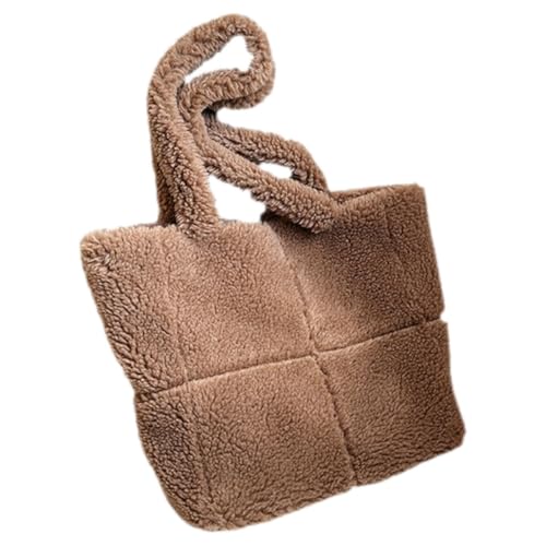 Grand sac à main fourre-tout en peluche douce pour femme idéal pour les courses