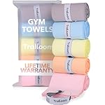 Microfiber Workout Towels - Quick Dry, Highly Absorbing, Odor-Free, for Women & Men - Gym Sweat Sports Towel for Hot Yoga, Tennis, Running, Exercise, Working Out, Camping, Set of 5 Pastel