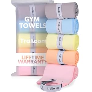 Microfiber Workout Towels – Quick Dry, Highly Absorbing, Odor-Free, for Women & Men – Gym Sweat Sports Towel for Hot Yoga, Tennis, Running, Exercise, Working Out, Camping, Set of 5 Pastel