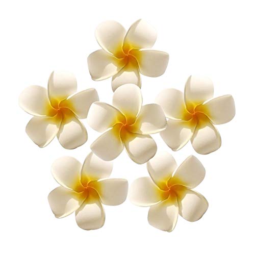 Dotters Foam Artificial Plumeria, 50PCS Rubra Flower Heads Frangipani Wedding Decoration Flowers Plumeria Flower Head Hawaiian Plumeria Foam Flower 7cm