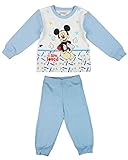  Mickey Mouse Maus Junge Zweiteiler Schlaf-Anzug Pyjama 100% Baumwolle Disney Gr. 86 92 98 104 110 für 1 2 3 4 Jahre Blau Langarm 2TeilerSet mit Pyjamahose (Modell 2, 98)