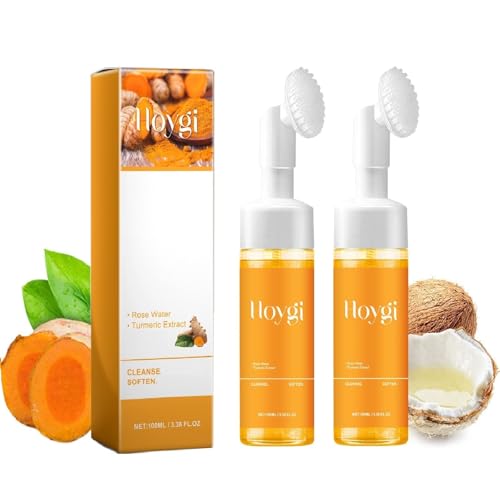 2 Pcs Glow Wash Turmeric Face Wash With Brush, Deep Cleansing Facial Scrub Exfoliating for All Woman Skin.