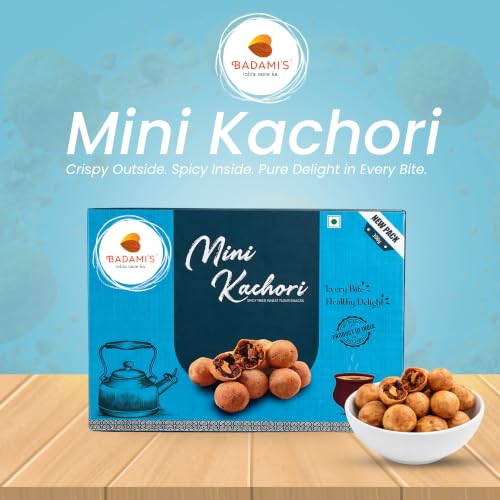Image of Badami's Mini Kachori 300g with Complimentary Rakhi | Sweet & Spicy Stuffed Rajasthani Snack | Dry Fruit Filled Khasta Kachori | Authentic Indian Namkeen | Raksha Bandhan Gift Pack | Festive Snack Hamper