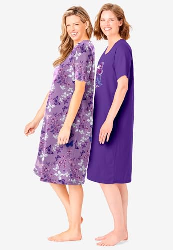 Dreams & Co. Plus Size 2-Pack Short-Sleeve Sleepshirt3