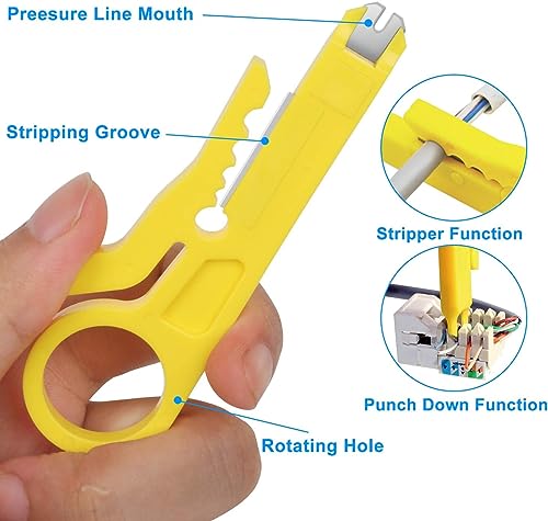 Image of COOLCOLD RJ45 Crimping Tool Kit - Pass Through Ethernet Crimper for Cat7 /Cat6A /Cat6 /Cat5E - Includes 10 Cat7 & 10 Cat6 Connectors, 10 Covers, Universal Stripping Tool & LAN Network Tester