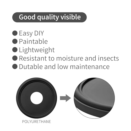 Image of Black Molded PU Ceiling Medallion, 13 inch OD x 4 inch ID x 1 inch P | For Light Fixtures And Ceiling Fans, Fits Canopies Up To 10.25 inch