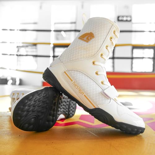Image of THESTRON Men's Professional Boxing Wrestling Shoes Breathable Fighting Training Boots Male Combat Shoes Man High Top Fitness Sports Sneakers