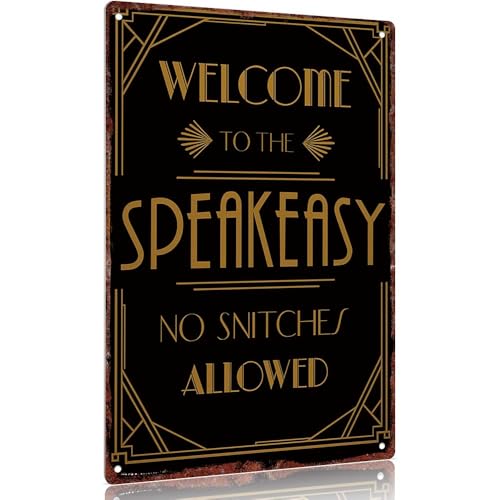 Vintage metal sign Speakeasy Decorative Sign No Snitches Allowed Aluminum Wall Art 12x8inch for Bar Restaurant Home Decor