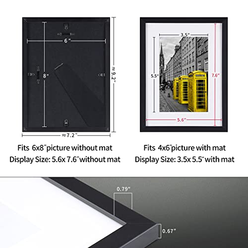 6X8 Picture Frame Classic Black Wooden Photo Frame Set Of 3, Display Pictures 4X6 With Mat Or 6X8 Without Mat, Wall & Tabletop Picture Frames With Stand (Match To Eiffel Tower Printed Artwork) #TOP1