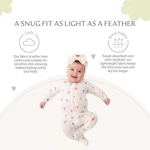 Image of Bamboo Little Soft Baby Footie Pajamas, Baby Clothes, Newborn Sleepers, 95% Viscose and 5% Spandex, 0-24 Months