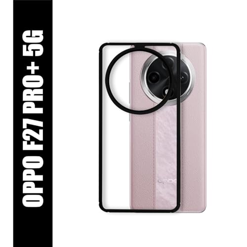 Image of AIBEX Crystal Clear Back Case Compatible with Oppo F27 Pro+ 5G Back Cover Case | 360 Degree Protection | Shock Proof Design | Transparent Back Cover (PC & TPU, Black Bumper)