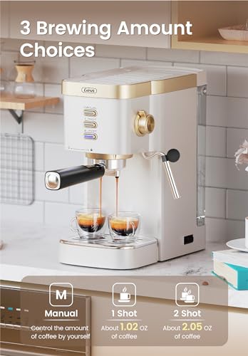Gevi Máquina de café expresso 20 bar de alta pressão, máquinas de café expresso compactas com espuma