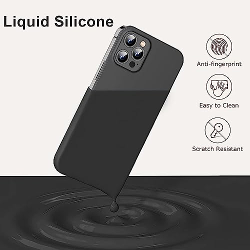 Image of VONZEE Shockproof Matte Flexible Back Cover for iPhone 13 Pro Max Case Square Pattern Liquid Silicon TPU Camera Protection Back Cover (6.7 Inch) - Black