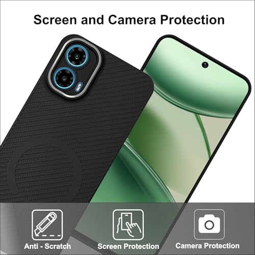 Image of SBMS Back Cover for Motorola G34 5G / Moto G45 5G Soft Matte Silicone Cover with Slim Fit | Mag-Safe Logo (Not Mag-Safe Compatible) | Shockproof | Camera Protection Bumper Case for Moto G34 (Black)