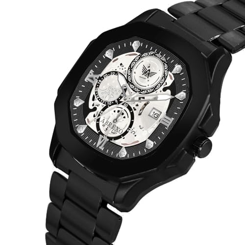 Image of Godfather Square Chrono Look New Golden Date Working Stainless Steel Strap Boys Analog Watches
