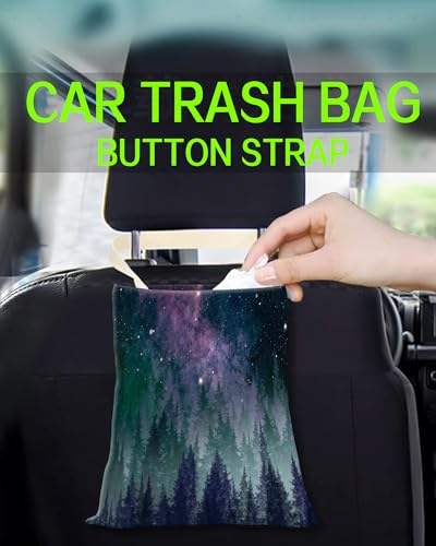 Image of Car Trash Can, Durable Hanging Car Trash Garbage Bag, Cute Automotive Garbage Cans Organizer, Beautiful Galaxy Night Forest