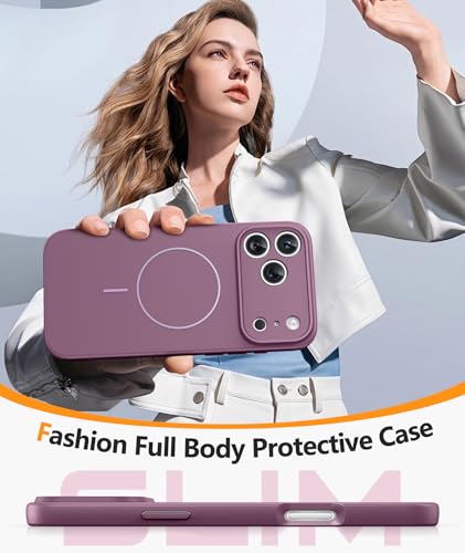 Image of FNTCASE for iPhone 17 Pro Case: [Compatible with Magsafe] Integrated Silicone Phone Cases with [Full Camera Protection] [Screen Protector] Military Grade Shockproof Protective Cover - Full Purple