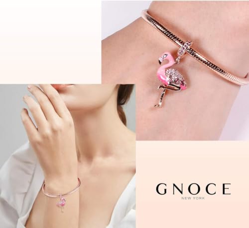 Image of GNOCE Owl Pendant Bead Charm With Bracelet S925 Sterling Silver Guarding You 18k Gold Plated Charm with CZ Fit for Bracelet /Necklace Charm Gifts for Animal Lover