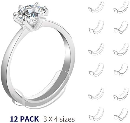 Invisible Ring Size Adjuster for Loose Rings Ring Sizer Reducer Fit Any Narrow Rings（12pcs 4sizes）