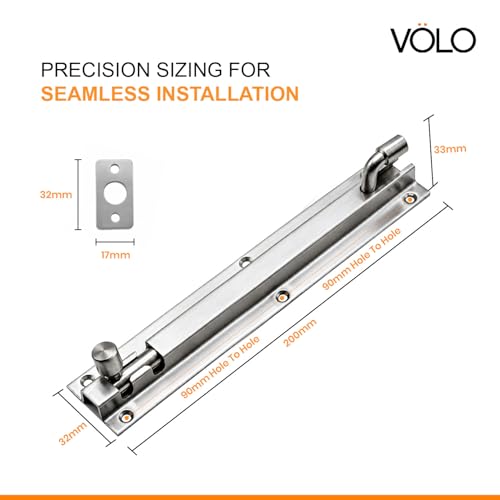 Image of Volo L Shape /Marble Stainless Steel Towerbolt /Door Latch, Pack of 2 Pieces, Size: 200mm / 8 inch