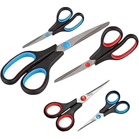 Scissors Set of 5 Soft Grip Handles | Ultra Sharp Scissors Stainless Steel Blades | Craft Scissors for Adults Can Be Use As School Scissors Stationery Cover
