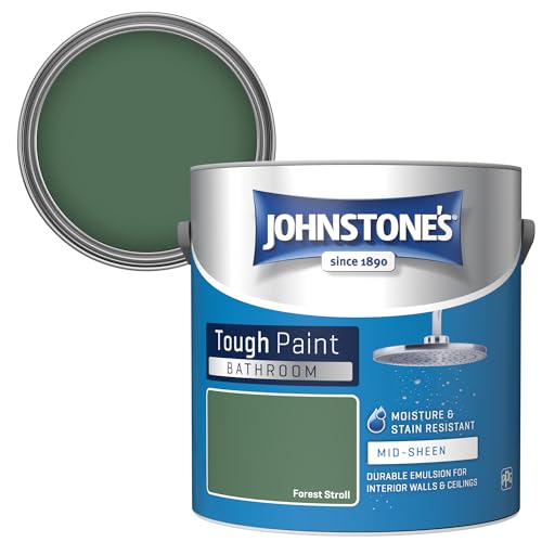 Johnstones - Bathroom Paint - Forest Stroll - Mid Sheen Finish - Stain Blocker Paint - Use in Moist & Damp Areas - Low Odour - Dry in 1-2 Hours - 12m2 Coverage per Litre - 2.5L
