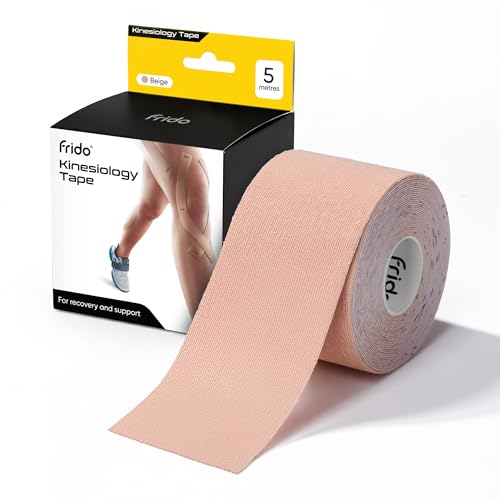 Image of Frido Kinesiology Tape for Sports Injury Pain Relief, Muscle and Joint Support | Waterproof Cotton Elastic Athletic Tape with Stretch Indicators | K Tape For Knee, Ankle, Arm & Shoulder | Skin